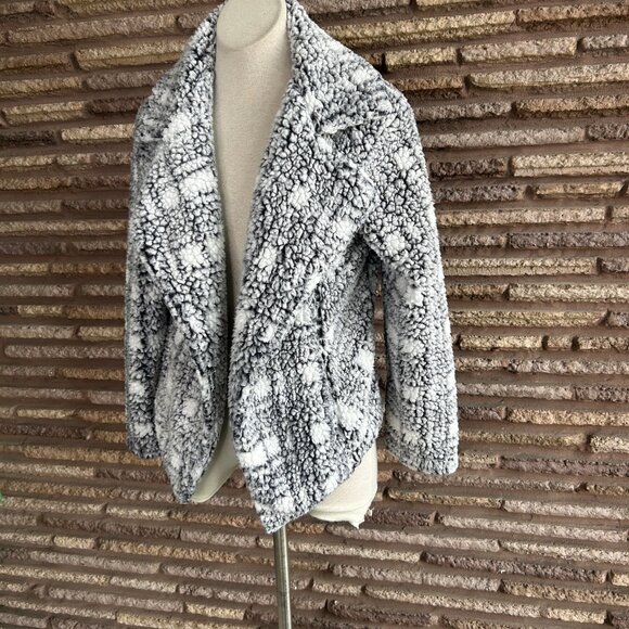 Vince Camuto Plaid Cozy Fleece Open Drape Jacket Size Medium - Picture 11 of 11